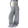 Unisex Gray American-Style Sweatpants: High-Waisted, Straight-Leg, Loose-Fit, Casual, Cargo, Perfect for Spring, Autumn, and Winter.