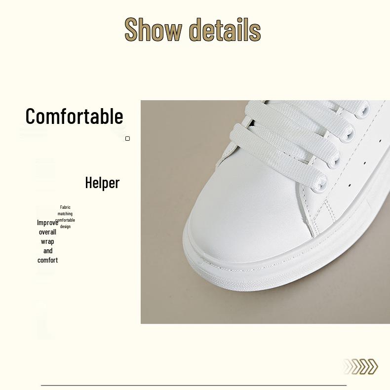 Unisexové bílé kožené tenisky na jaro 2024: Silná podrážka, Skrytý podpatek, Sportovně ležérní, Trendy design