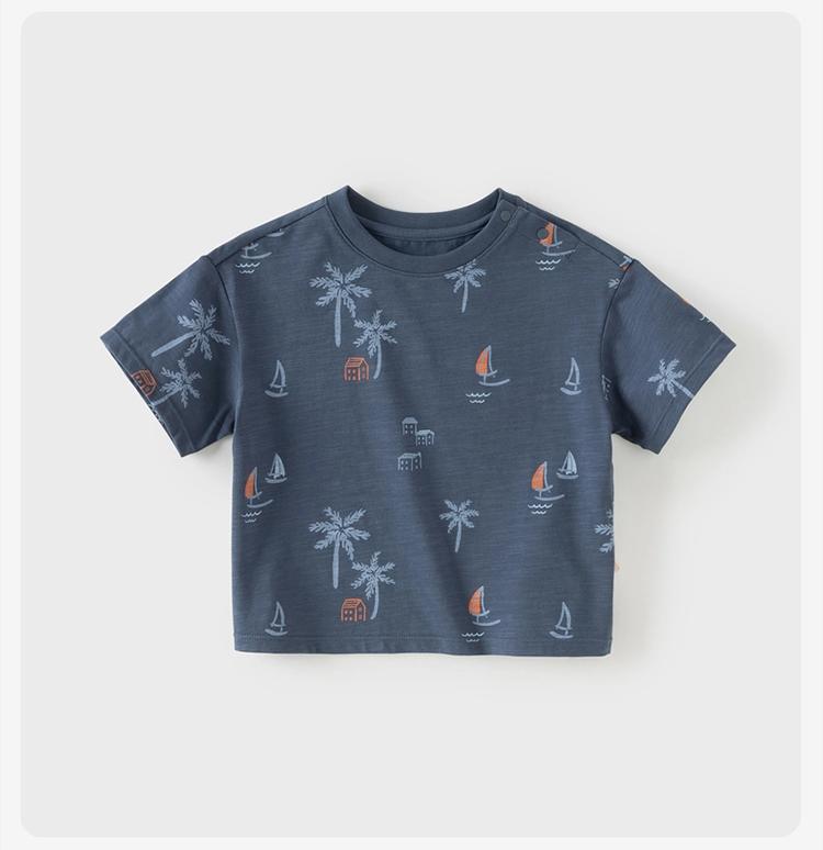 David Bella Boys' Antibacterial Short sleeved T-shirt Summer Edition New Baby Cool Top Children's Primer