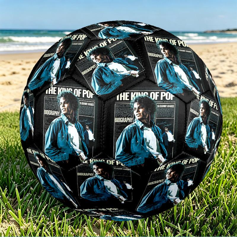 Michael Jackson Print Size 5 Soccer Ball, PU Wear Resistant Football for Match Training and Daily Practice, Birthday Gift for Soccer Fans
