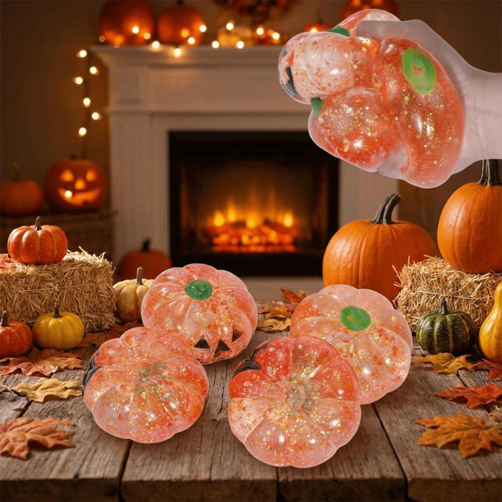 Glittering Halloween Pumpkin Squeeze Toy Soft Texture Fidget Sensory Slow Rebound Vent Toy Party