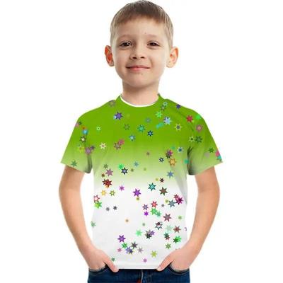 Sommer Rundhals 3D Geometrisches Graffiti Gedrucktes Oberteil Modisch Lässig Kurzärmelig Kinder Jungen T-Shirts