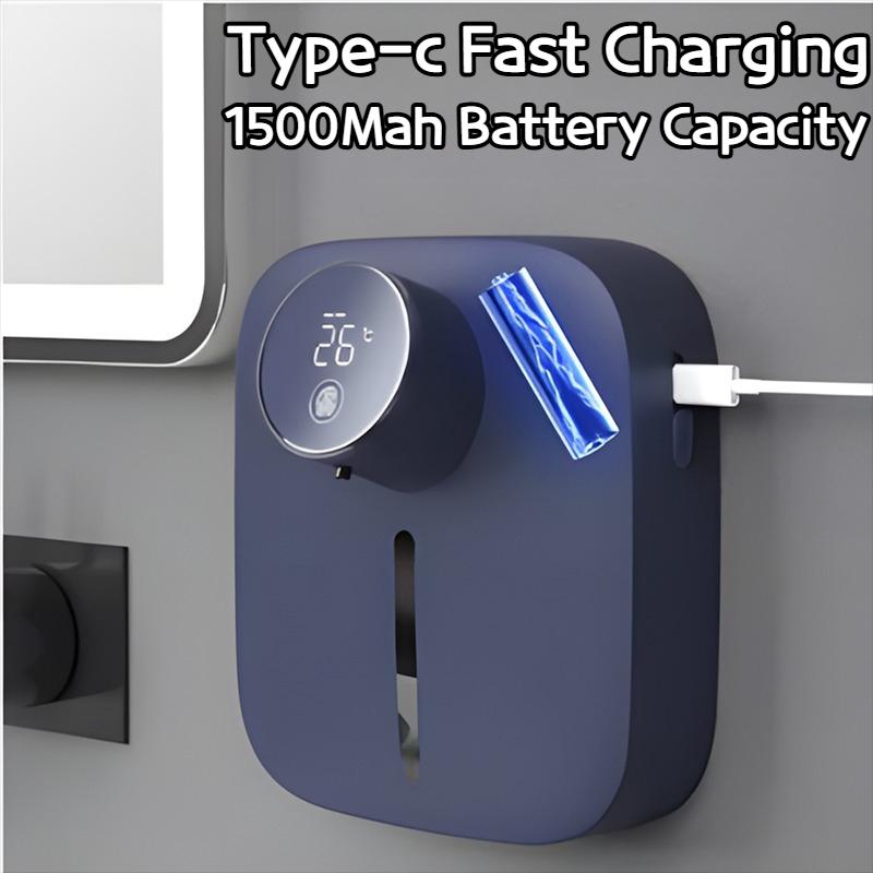 Wall-mounted Automatic Soap Dispenser with Infrared Sensor LED Digital Display Touchless Foam USB Rechargeable Easy Hygiene