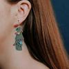 2 pairs of Christmas Earrings Women Xmas Bow Wreath Earrings Tassel Christmas Earrings