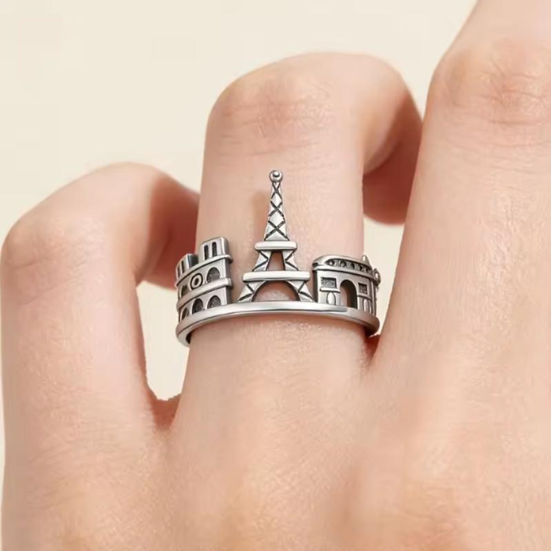 

Vintage Copper Color Castle Pattern Open Ring Romantic Travel Zircon Women s Holiday Accessories Gift ZB4456-1