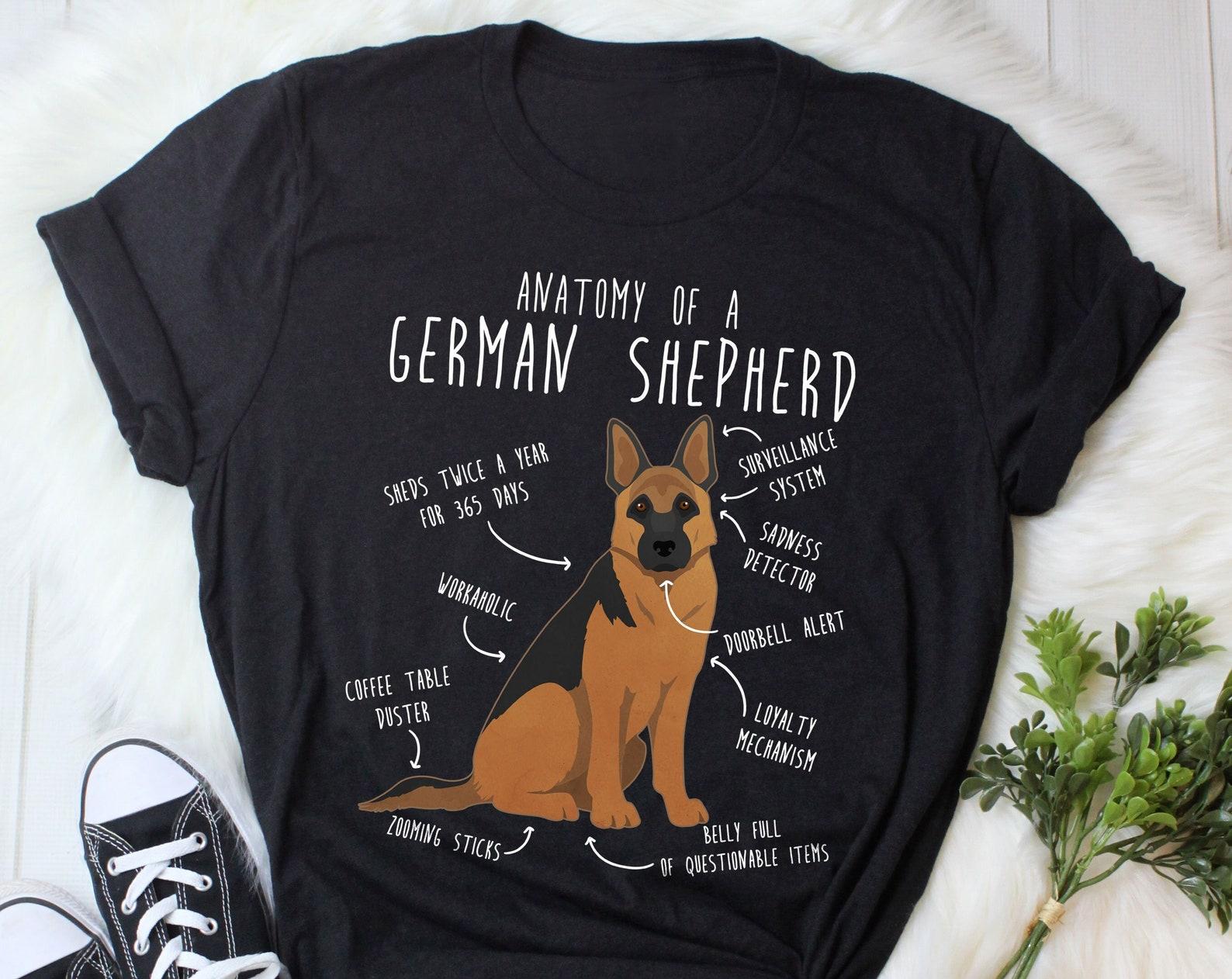 German Shepherd Shirt, , , Funny Dog Lover Gift, Cute German Shepherd Mom Dad T-shirt, Dog Lover Tshirt, Pet Graphic Tee, Anatomy 130