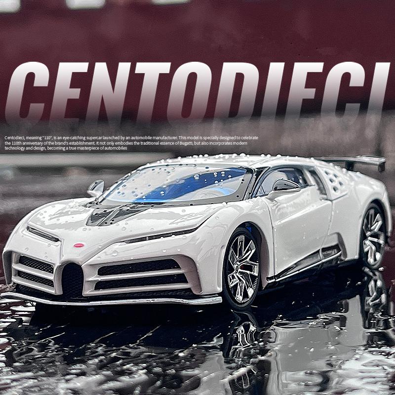 1/32 Bugatti Centodieci Zliatinový Model Športového Auta Odlievaný Kov Závodné Autá Vozidlá Modelová Kolekcia Zvuk a Svetlo Detské Hračky Darček