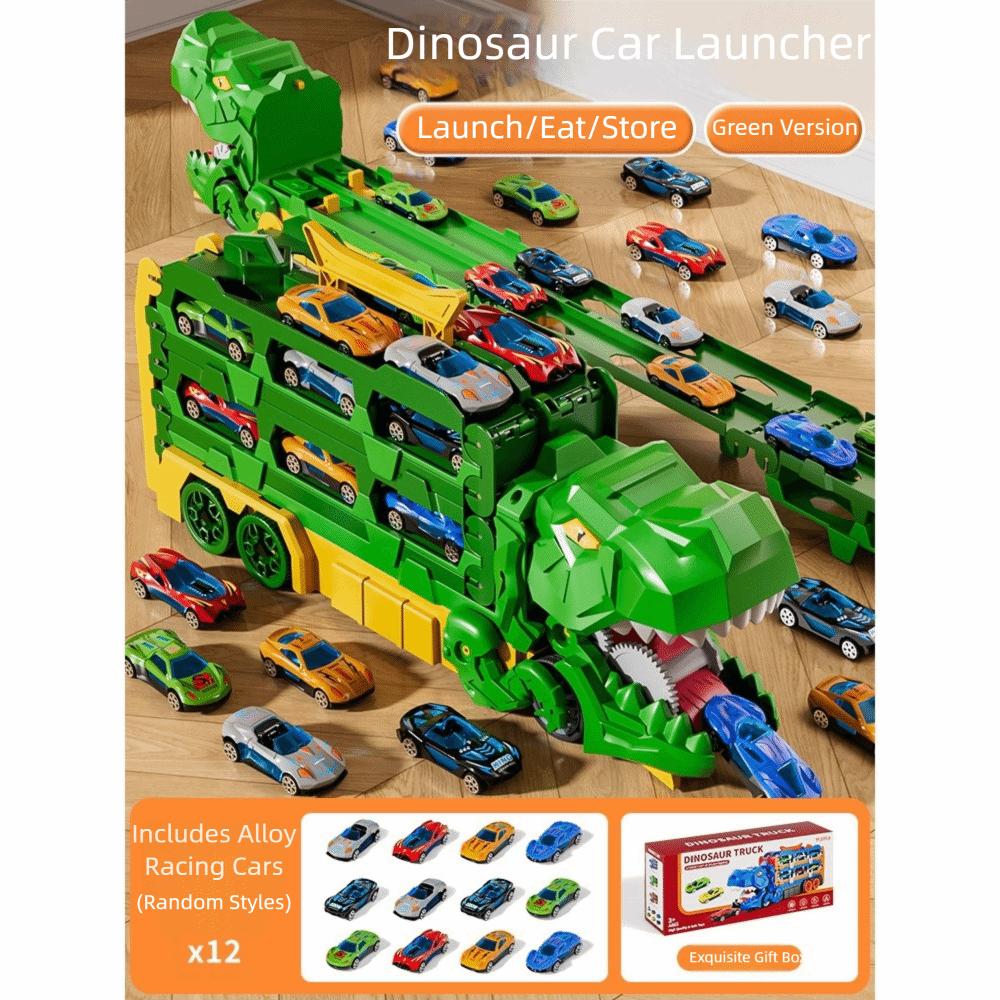 Foldable Track Dinosaur Foldable Truck Toy Transforming Molded Racing Cars Dinosaur Transport Truck Toys Metal Mini Cars