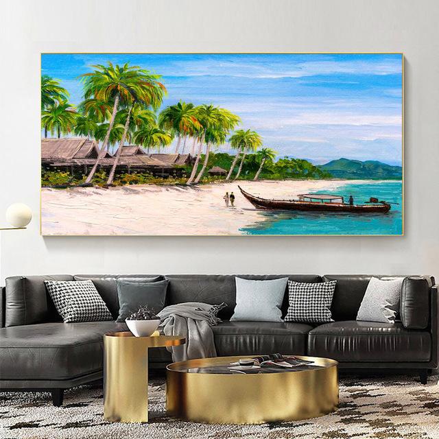 Nordic Abstract Seascape Oil Canvas Painting Sea Beach Posters And Prints Wall Art Pictures Living Room Home Decor No Frame