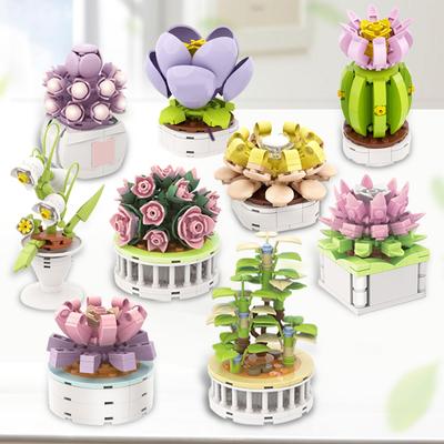 Ciudad de Bloques Plantas Suculentas en Maceta DIY Cactus Gipsofila Árbol Bonsái Jardines Modelo Romántico de Bloques de Construcción Kits para Niños Juguetes