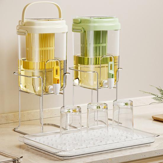 2L Drink Dispenser Large Capacity Cold Water Pitcher with Built-in Filter Tea Juice Leak-Proof Faucet Beverage Container
