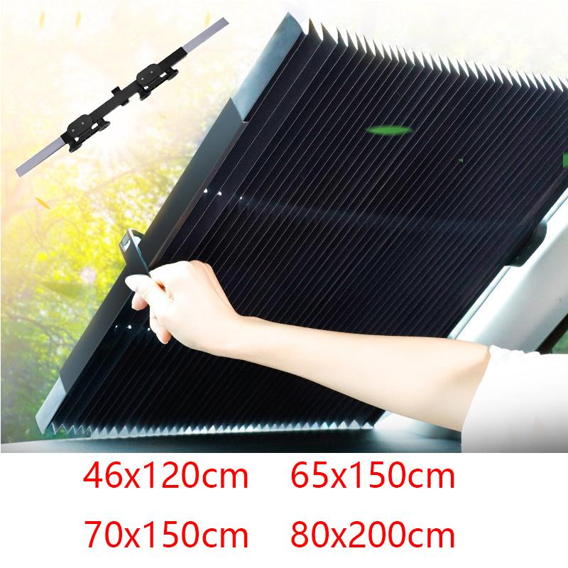 Car Windshield Sunshade Curtain Retractable Car Front Rear Back Window Sun Shade Curtain UV Protector Film Auto Sun Visor Covers