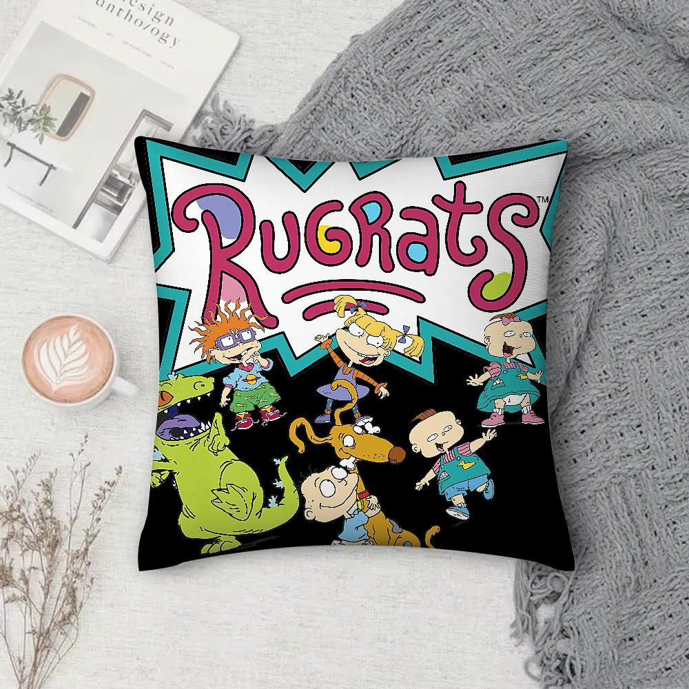 Cartoon R-Rugrats Pillow Case Square Double-Sided Printing Sofa Cushion Cover Pillowcase Bedroom Bedside