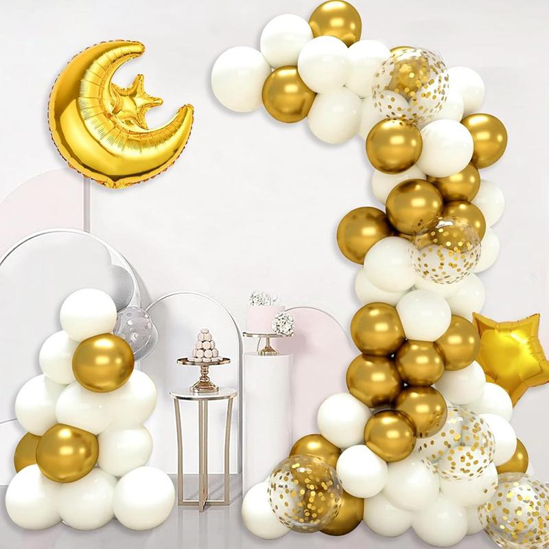Mubarak Moon Star Foil Balloon Eid Mubarak Party Decorations Ramadan Dinner Table Decor Islamic Party Tablecloth Supplies