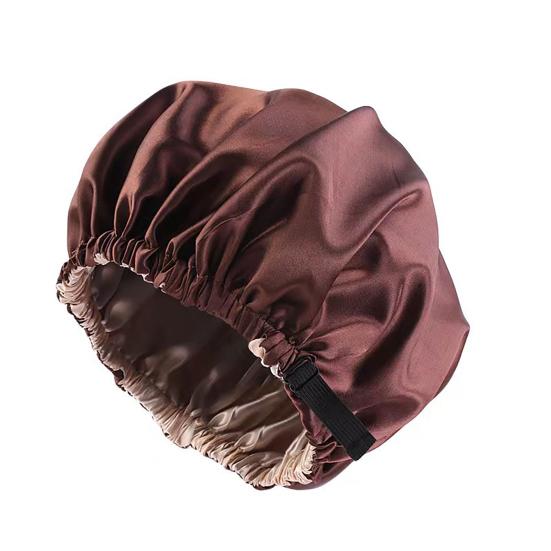 Women Sleeping Cap Satin Hair Bonnet Adjustable Elastic Wrap Sleep Hat Double Layer Hair Care Sleeping Cap for Curly Long Hair