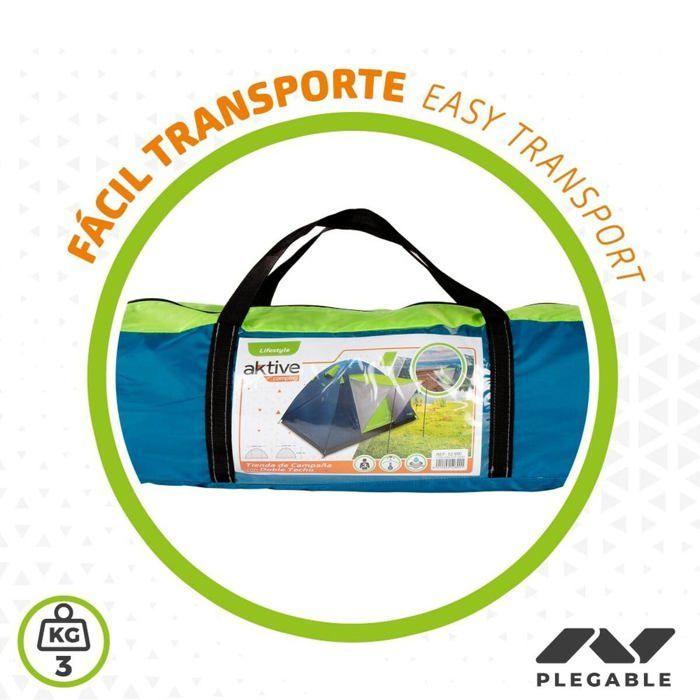 Tente de camping dôme - BigBuy Productos Deportivos - 4 Personnes - Imperméable - Autonome - 2 Portes - 2 Fenêtres
