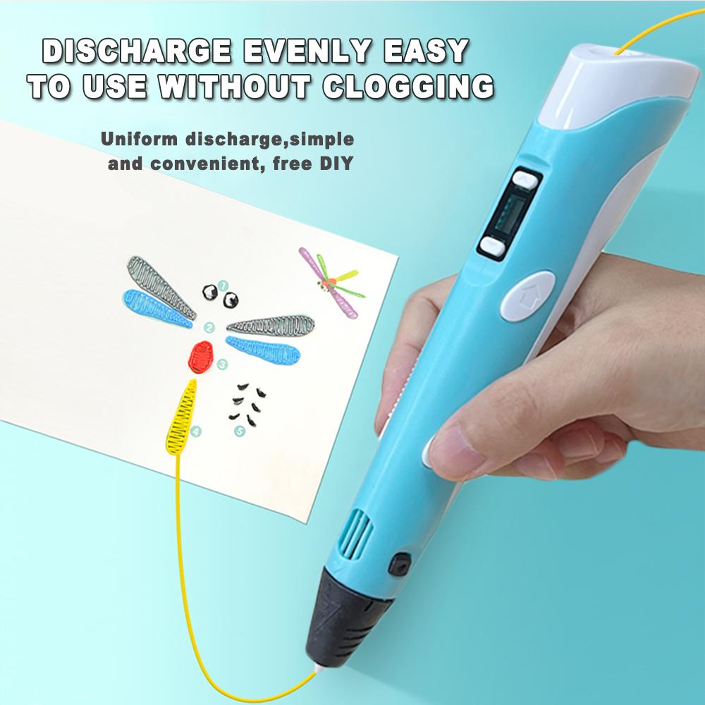 Elektronischer 3D-Druckstift mit LED-Anzeige 25M PLA-Filament Kinder USB-Zeichenwerkzeug Zeichenspielzeug DIY Weihnachtsgeburtstagsgeschenk