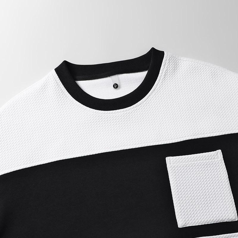 Spring and Autumn Plus Size Men's Fashionable Casual Top Round Neck Personalized Patchwork Hoodie Loose Men's Clothing