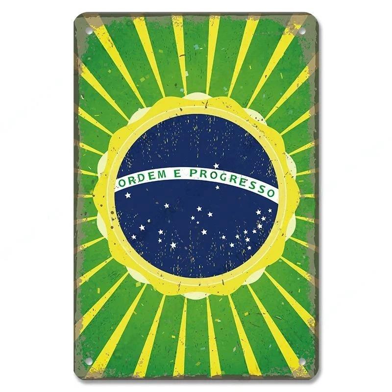 Vintage Brazil Travel Poster Country Flag Metal Tin Signs Retro Carnival Party Metal Plate For Club Home Bar Cafe ART Wall Decor