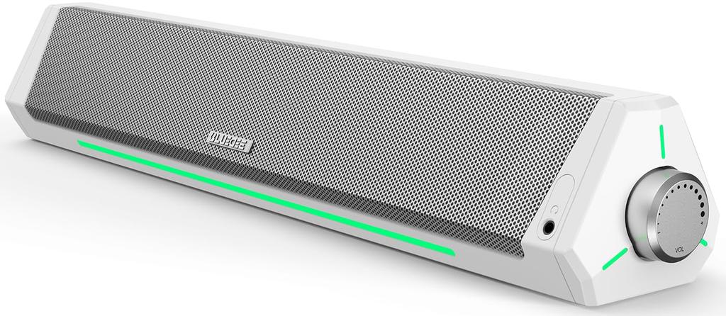Bluedee PC Speaker Soundbar with Bluetooth AUX 10W Loud Volume Rich Compatible with and Light & Connection, Stereo, & Bass, Laptops, Tablets,