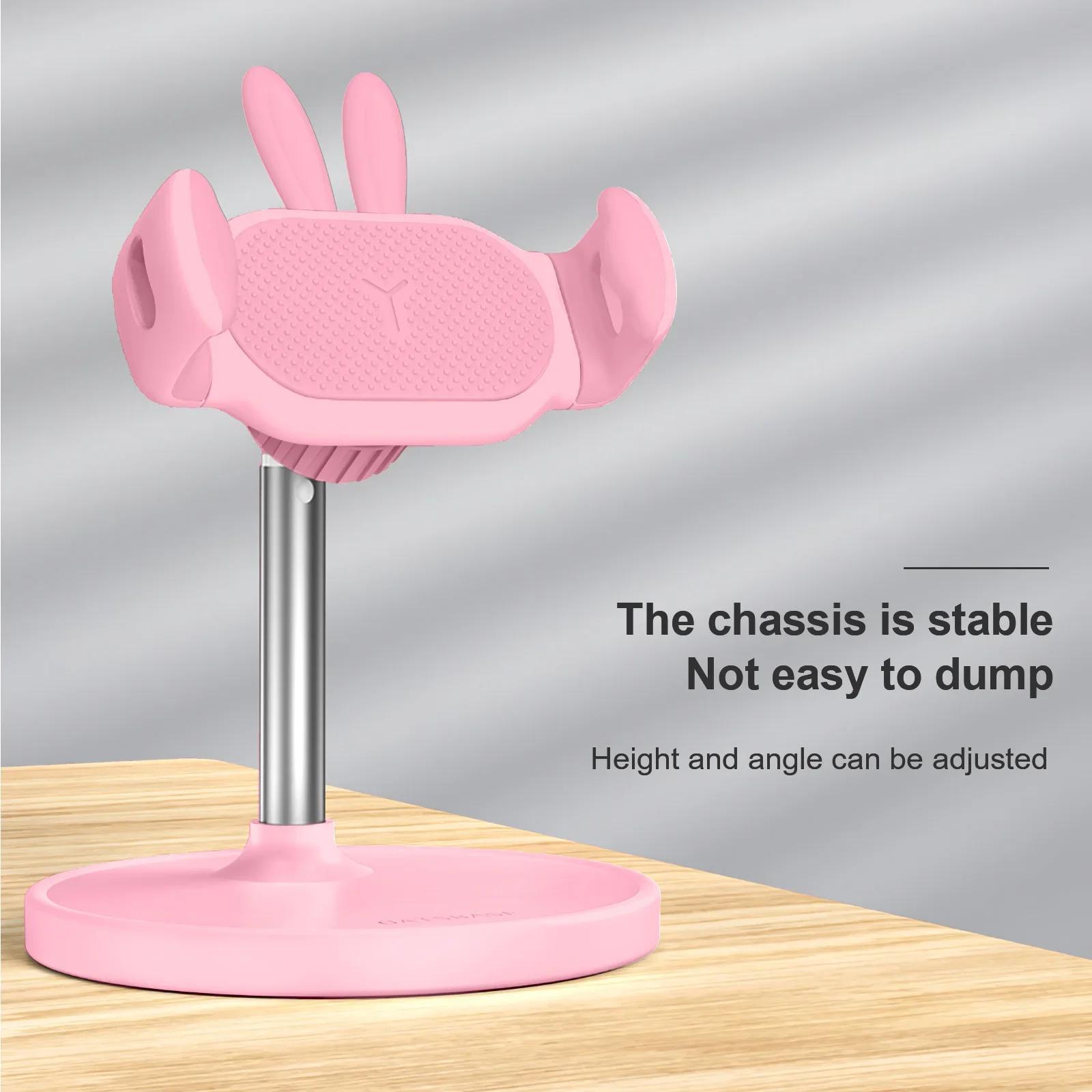 

Cute Phone Holder Angle Height Adjustable Kawaii Phone Stand for Desk for iPhone 15 14 Pro Max Xiaomi Samsung Cell Phone Stand рожевий