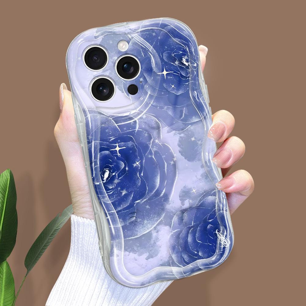 For iPhone 16 15 14 Samsung S25 S24 S23 A06 A13 A14 A15 A16 A55 Redmi 14C 13C Note 14 13 12 Rose Design Soft Wave Ege Silicone Phone Case
