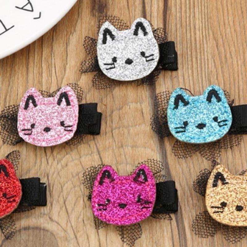 Nya 2 st Söta Katt Tecknade Frukter Hårklämmor Tryckknappar Hårnål Flickor Baby Barn Hårrosetter Tillbehör Slumpmässig Färg
