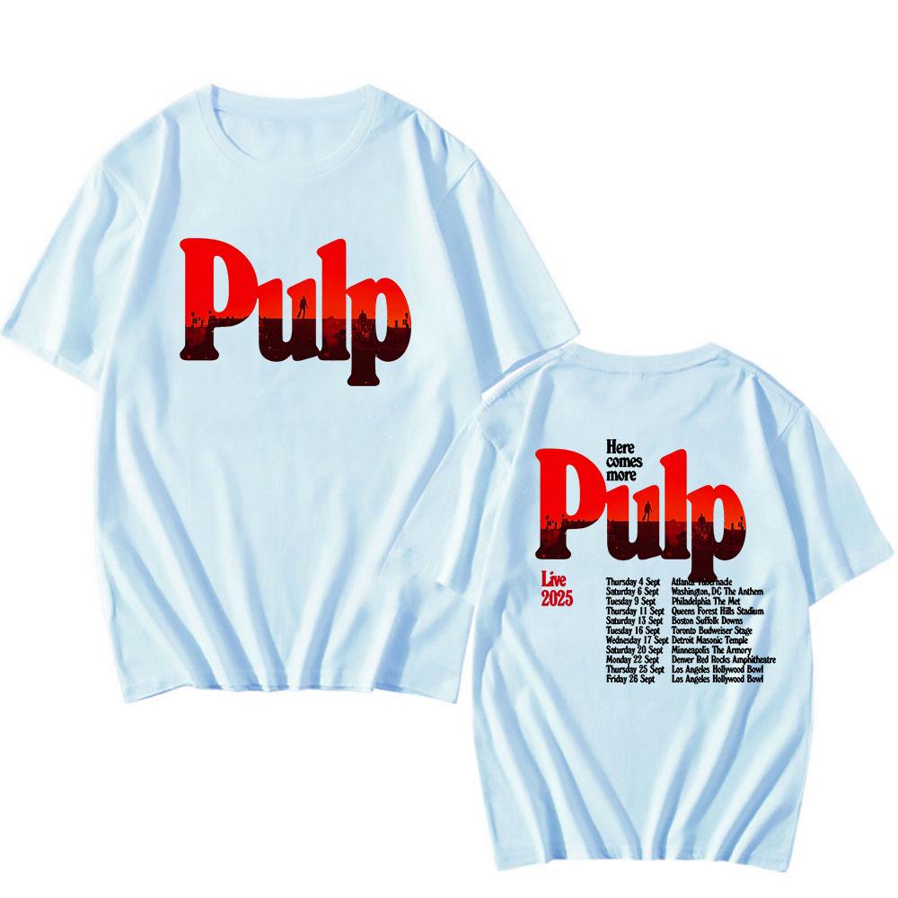 

Больше 2025 Тур Футболка Черная Pulp Рок-группа Живые Даты Футболки Летняя Хлопковая Футболка с Коротким Рукавом для Мужчин Хип-Хоп Гранж Мужская Футболка XXL