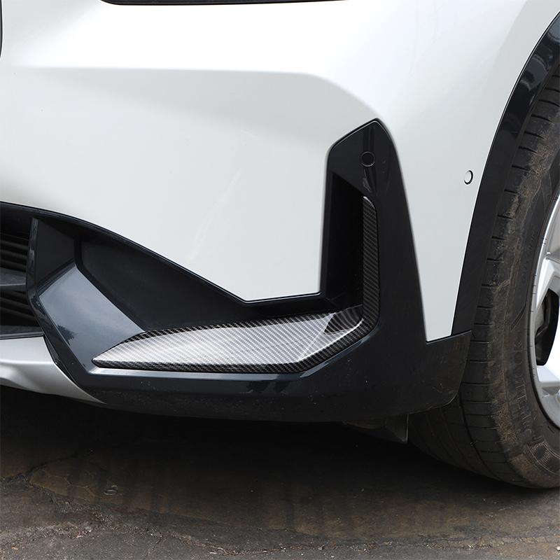 For BMW X1 iX1 U11  2024 ABS Carbon fiber/Black Car Front Bumper Side Molding Cover Trim Accessories
