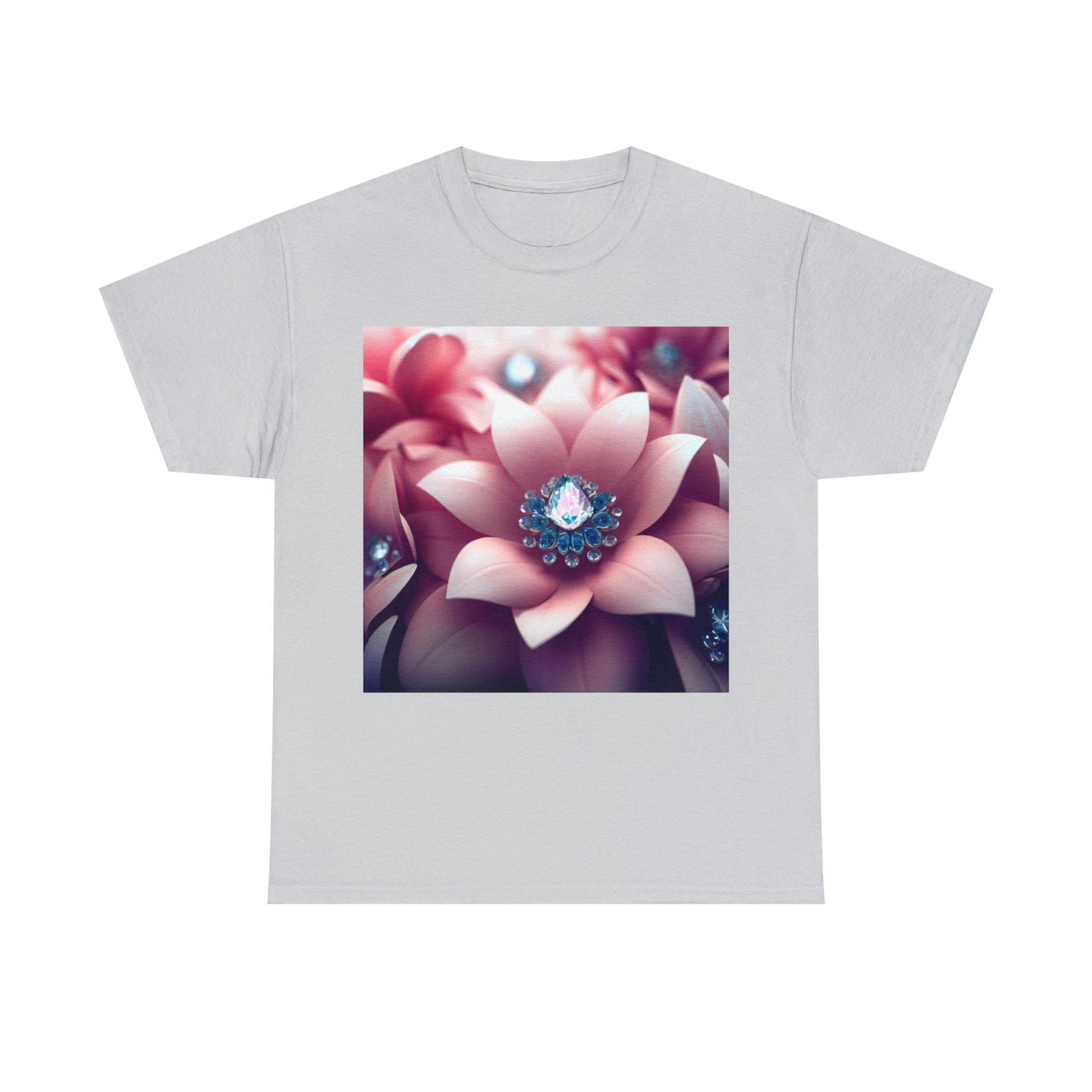 Pink Flower with blue jewels Tee 140