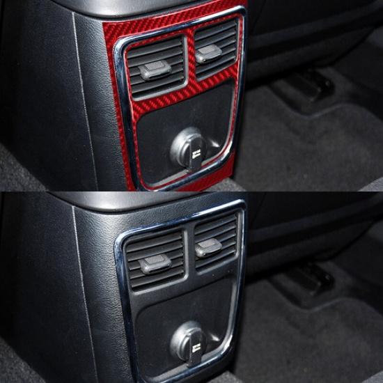2pcs Red Carbon Fiber Car Rear Row AC Bent Frame Cover For Charger 2015-