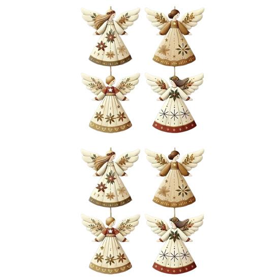 Tre Engel Julepynt Rustikk Gårdshus Engeldekorasjoner Juletre Hengepynt for Ferie Hjemmedekor