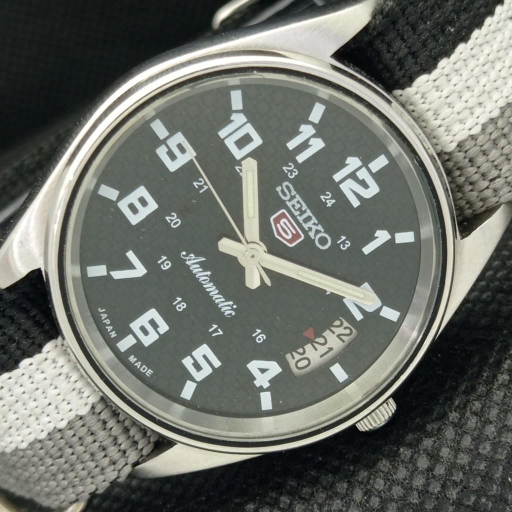 

USED VINTAGE SEIKO 5 AUTOMATIC 6309A JAPAN MENS DATE BLACK WATCH 602-a313611-9 SKU602-a313611