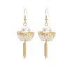 Korean Cute 3D Yuanbao Faux Pearl Earrings: Zinc Alloy, Retro Design