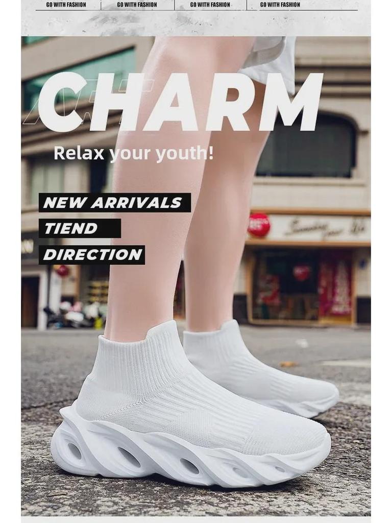 Men's Autumn Lightweight Knit Sneakers - Breathable, Sock-Style, Blade Design for Running and Casual Wear