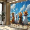 1pc Extra Large Bathroom Shower Curtain - Tropical Beach Cats with Straw Hats, Multi-Color Feline Decor White, Brown, Orange