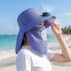 Modischer Solarventilator Gesichtsmaske Sonnenhut 300mA Breiter Rand Teepflücker Arbeitsmütze Vollschutz UV-Schutz Eimerhut Sommer Unisex