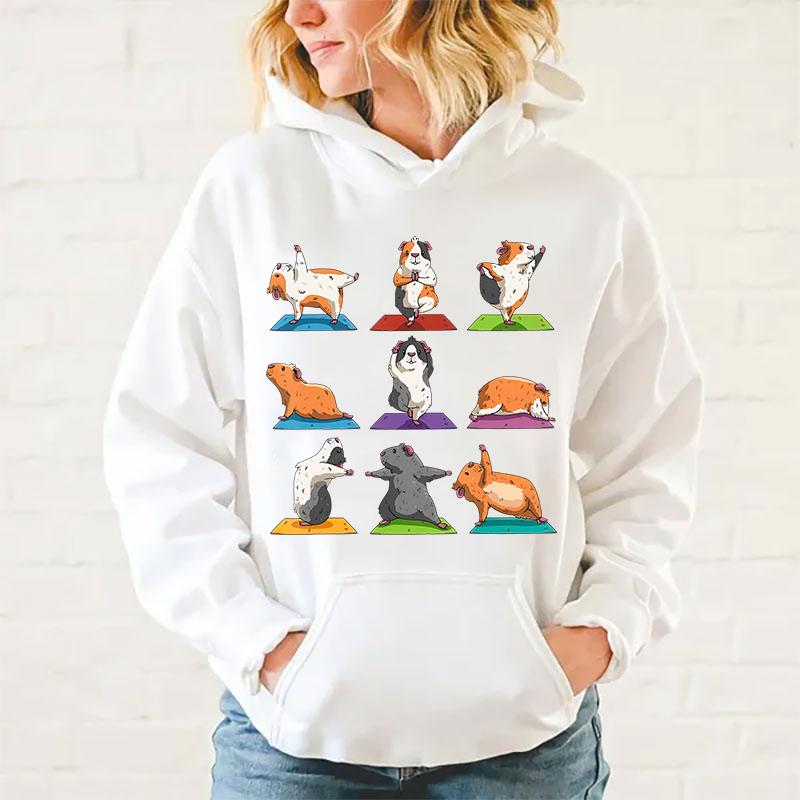 New Women Men Hoodies Yoga Guinea Pig Printed Tops Casual Harajuku Sweatshirts Loose Pullover