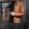 New Winter Leather Jacket for Men's Middle-aged Lapel Plus Velvet Thickened Fur Integrated Large Size Men's Leather Jacket