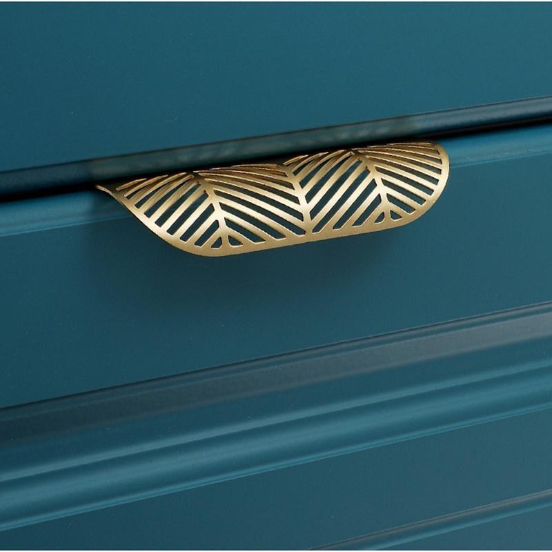 Blattförmige moderne Möbelschubladengriffe aus Messing Möbel Kleiderschrank Schubladenknopf Messing Türgriffe
