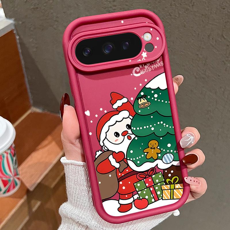 

С Рождеством! Мягкий ТПУ чехол для телефона с рождественской елкой для Google Pixel 9 Pro XL 8 Pro 8A 7A, противоударная силиконовая накладка для Pixel 8 7 Google Pixel 7 вино красного