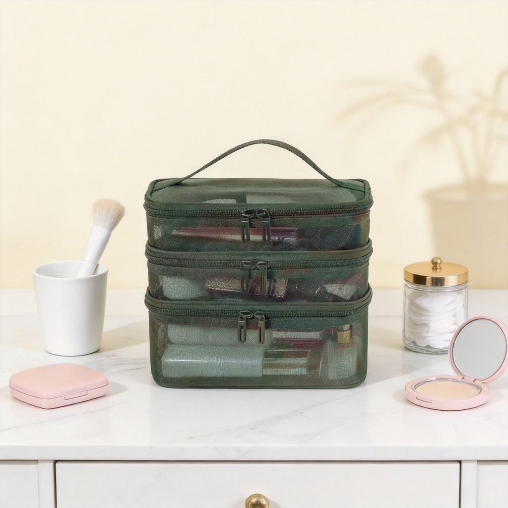 Travel Makeup Storage Bag With Mesh Nylon Large Capacity Perfect For Bathroom And Bedroom