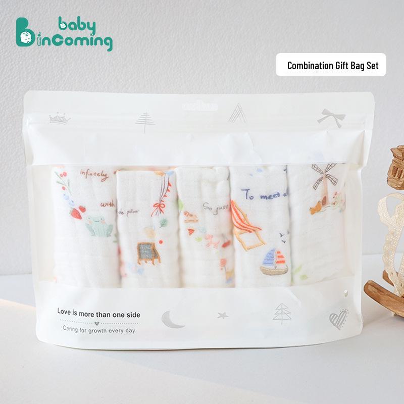 Baby A-Class Bamboo Cotton Children's Cartoon Bib & Towel Set - Soft & Absorbent
