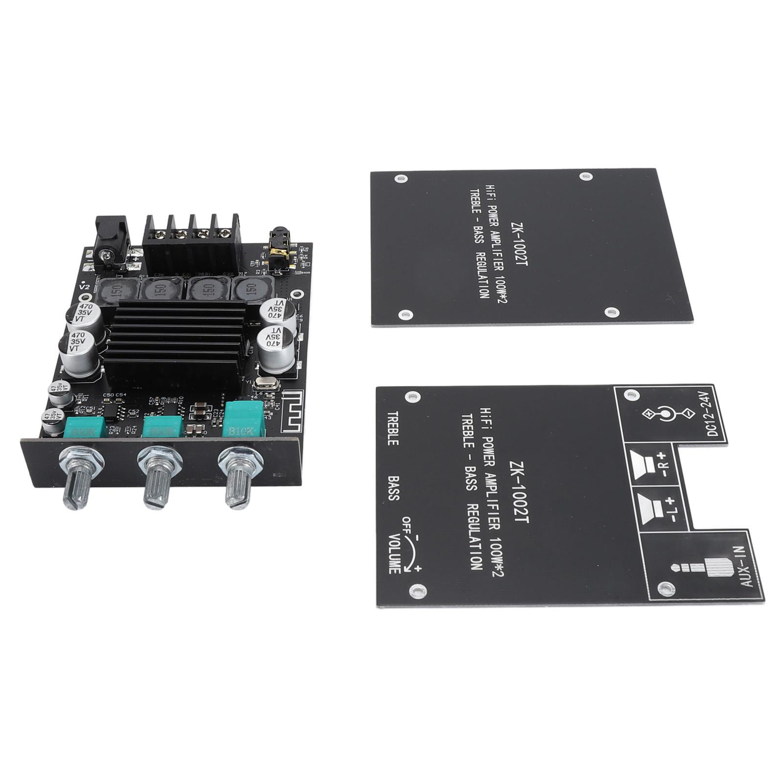 

Плата підсилювача 2x100 Вт HIFI з керуванням високими басами TPA3116D2 DC12‑24V BT AUX входи 2.0 Channel