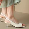 Women's Silver Thin High Heels Sandals Summer New Single Band Square Open Toe Slippers Woman PU Leather Slip On Sandalias Mujer