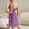 Summer Sleeveless Mini Dress Women Elegant Flower Printed Beach Party Dresses For Women Casual Short Dress