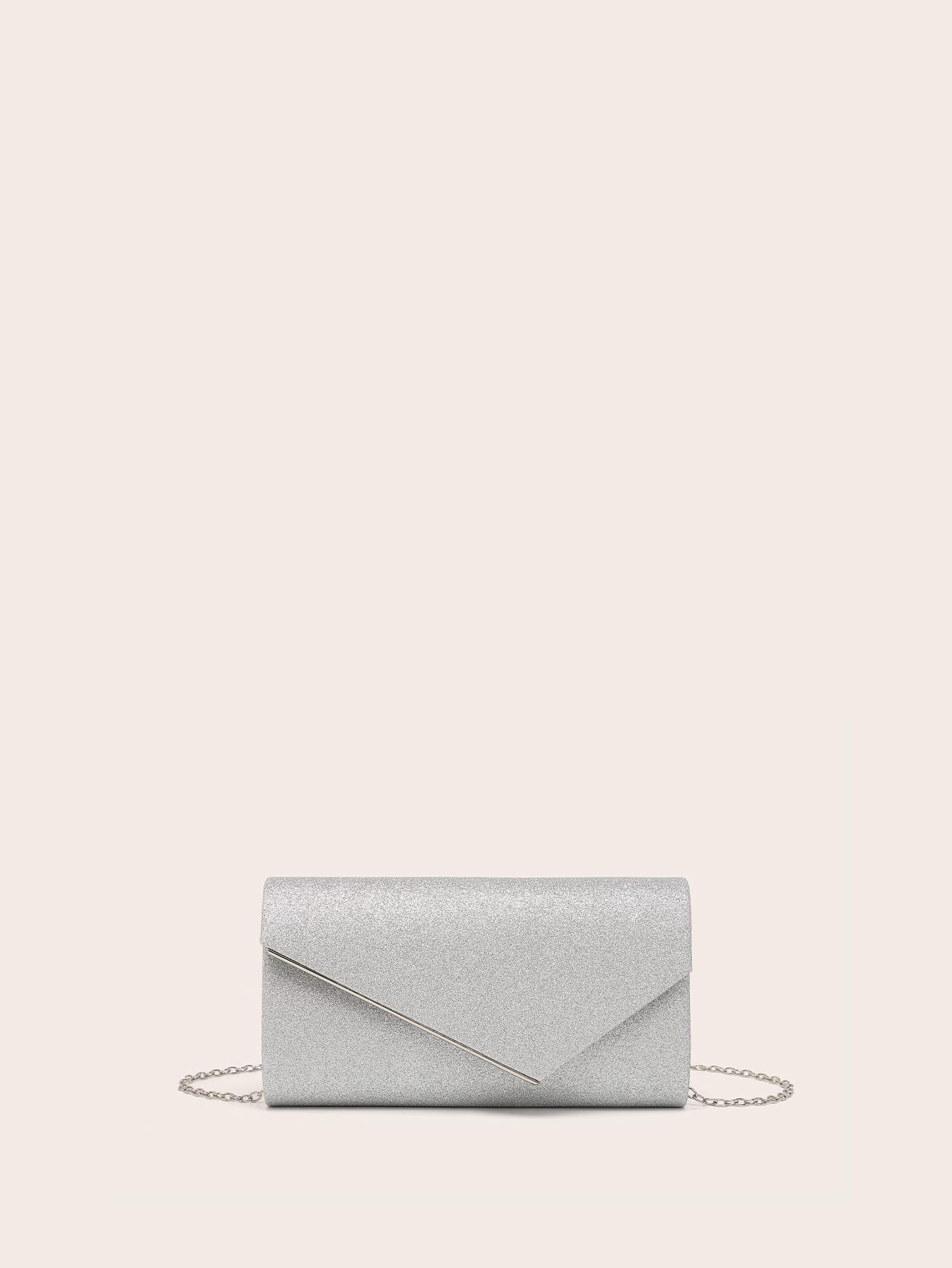 

Evening Clutch Bag For Women Elegant Metal Binding Clutch Purse Shoulder Handbag for Wedding/Prom/Black-Tie Events срібний