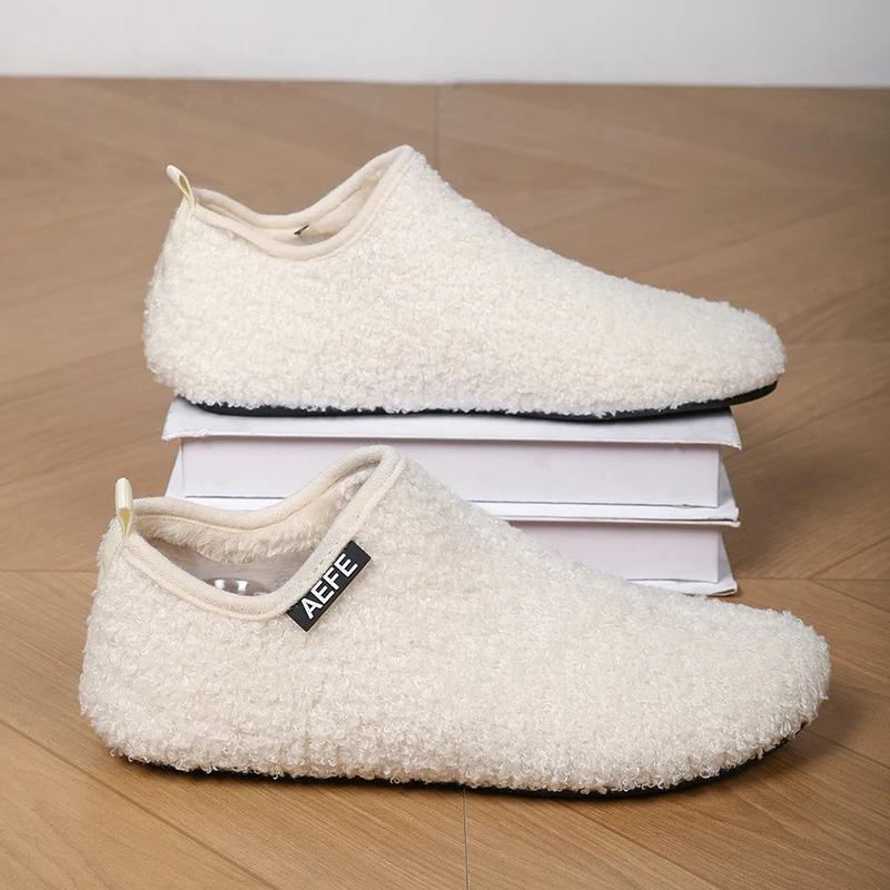 Men Winter Loafers Lightweight SlipOn YRZL Cotton Shoes Warm Slip Slippers Plush Indoor Home Cotton Warm Protection for Cold Weather Conditions