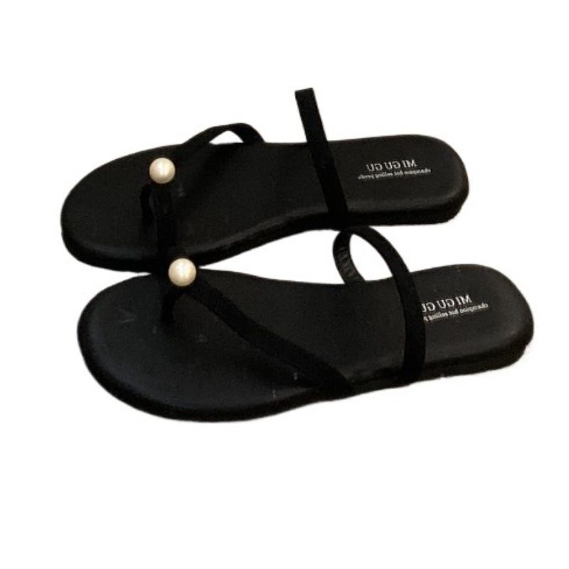 Pearl Women Flats Slippers New Clip Toe Shoes Casual Sandals 2025 Summer Trend Flip Flops Slingback Beach Woman Slides