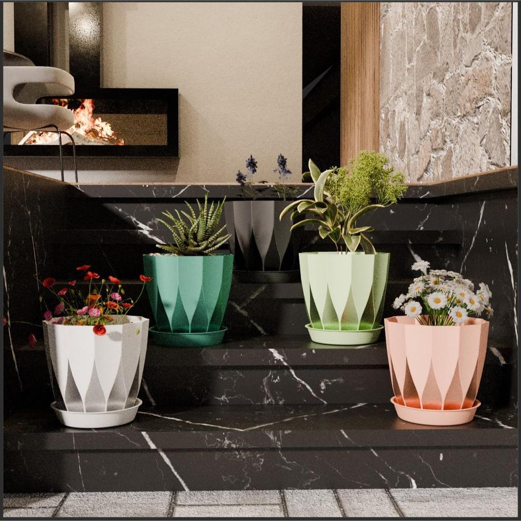 6.3 Inch Flower Pots for Home Decoration, Indoor Plant Pots, Gardening Pots for Plants, Plastic Flower Pots for Garden Plants (Arrow)